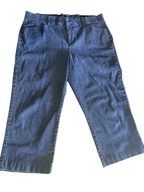 JM Collection Womens Blue Denim Capri Pants Size 16 Stretch Mid-Rise Flat-Front